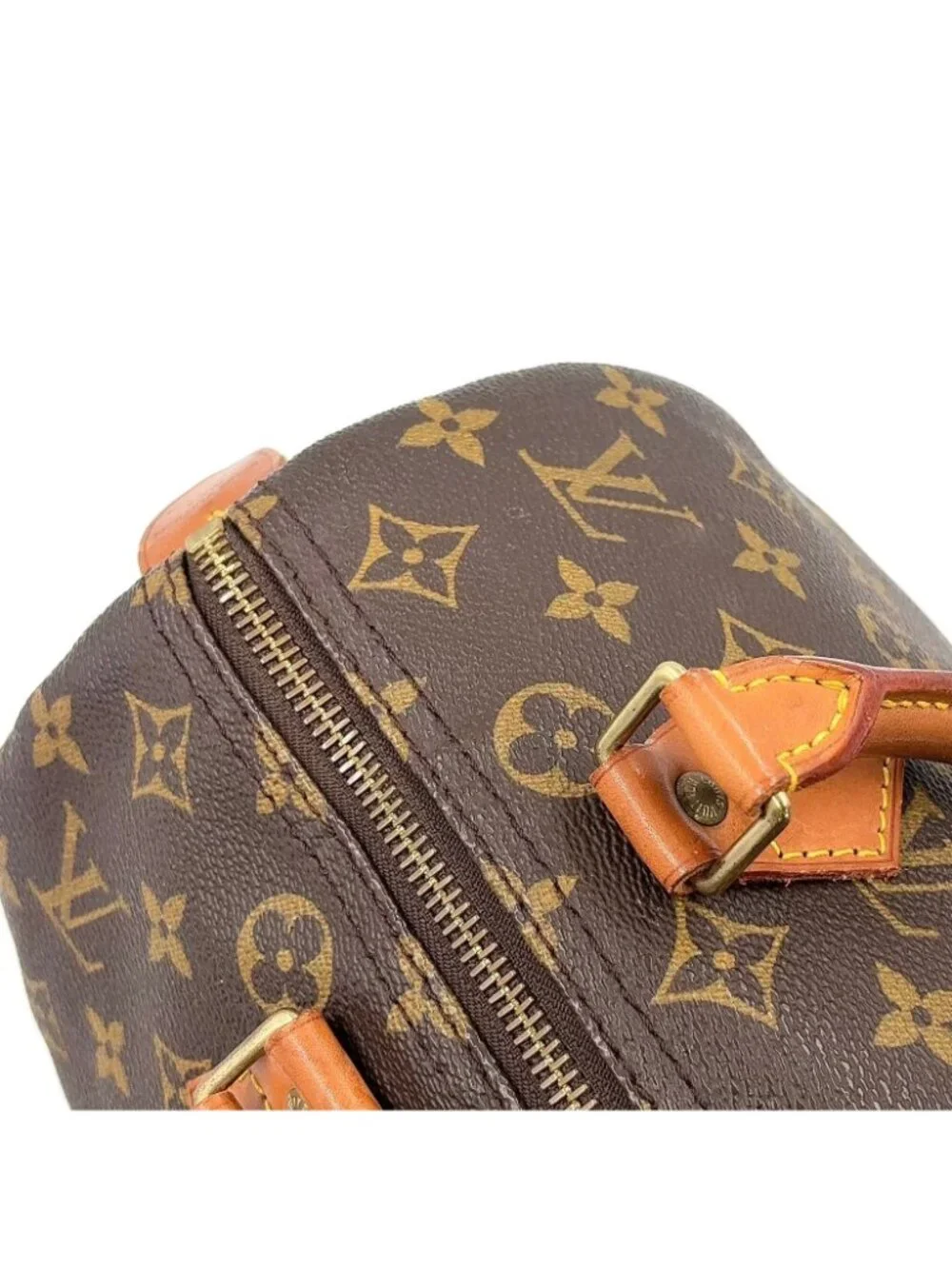 Louis Vuitton Speedy 30 Monogram Leather Brown Handbag Gold